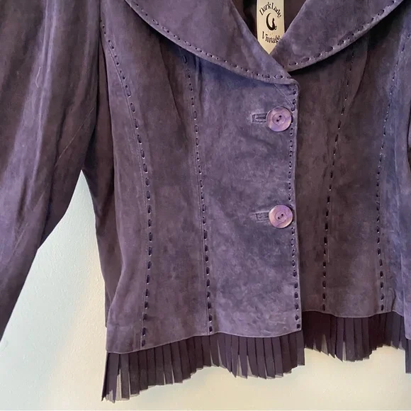 Danier Purple Fringe Suede Jacket - Picture 4 of 9